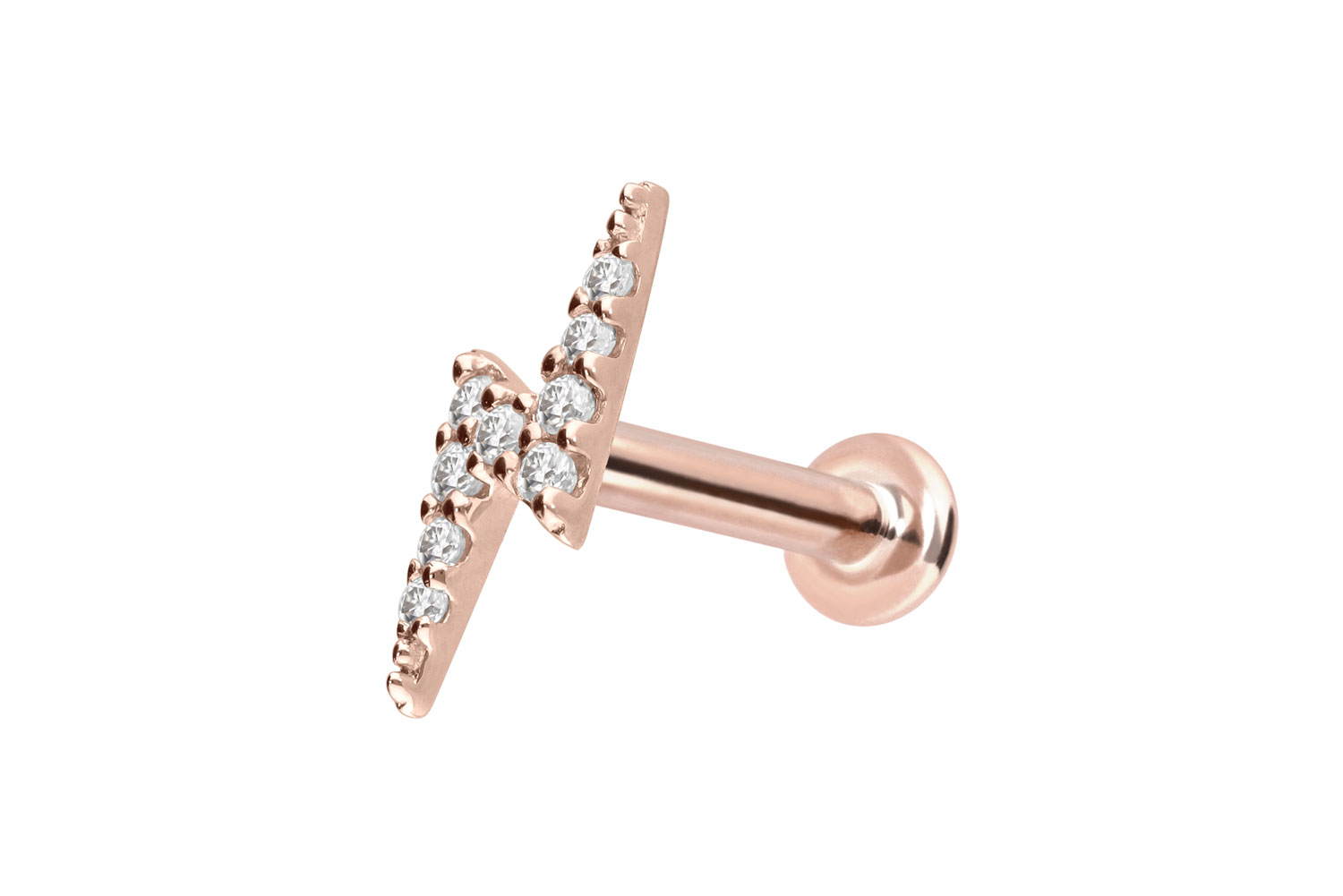 14 Karat Gold Labret Piercing mit Innengewinde MOISSANIT-BLITZ